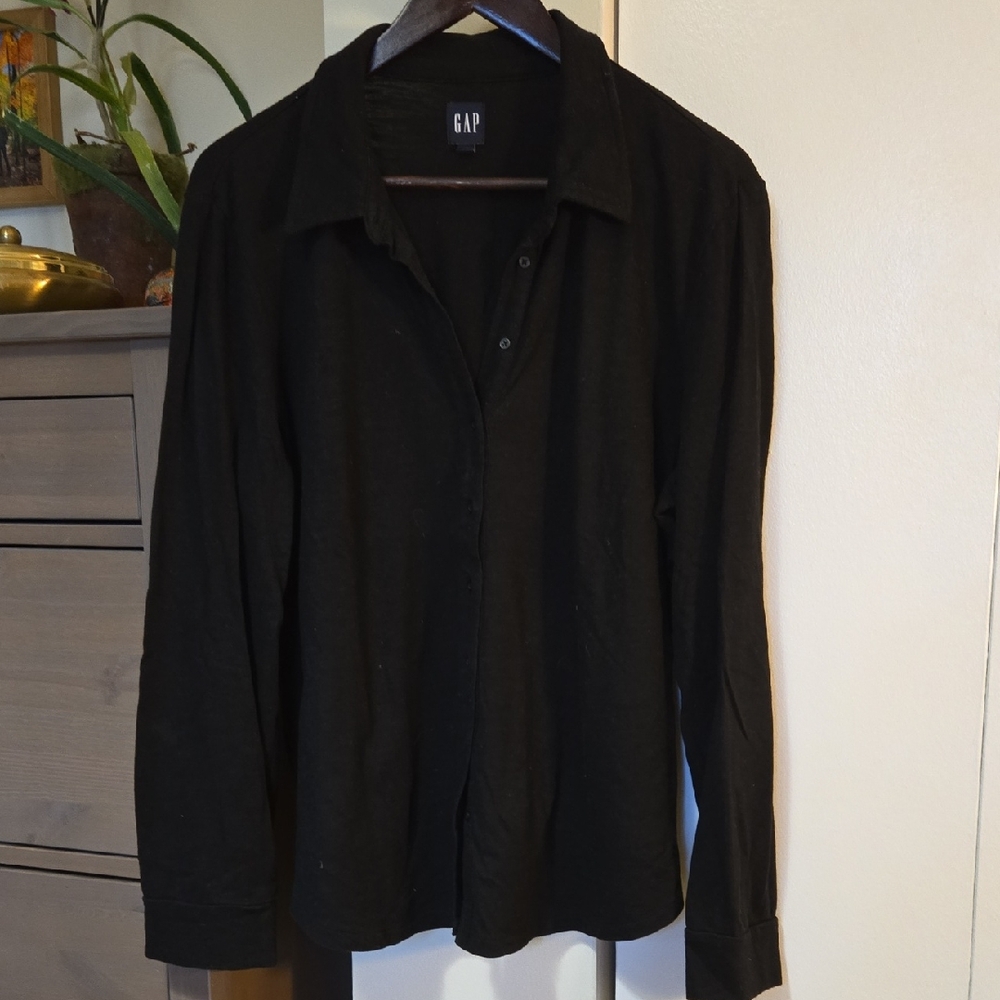 GAP Classic Black Button Down Cotton Top - XL